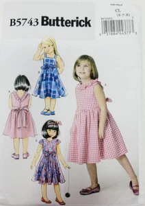 Butterick B5743 Girls Summer Childs Dress Sz 6 7 8 Sewing Pattern - Picture 1 of 3