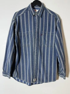 De colección. Camisa vaquera a rayas Levis de los 90 con botones de metal pestaña roja Hong Kong para hombre M - Imagen 1 de 14