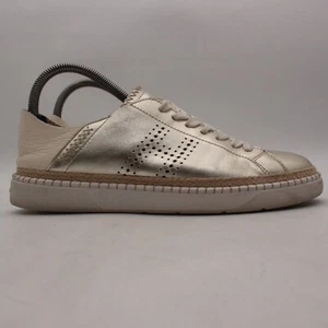 Hogan Donna Sneakers Women's Size EU 38.5 Gold Silver Leather Shoes - Picture 1 of 11