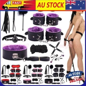 10pcs Adult Sexy BDSM Bondage Set Kit Hand Cuffs Foot cuff Whip Rope Sex SM Toy - Picture 1 of 26