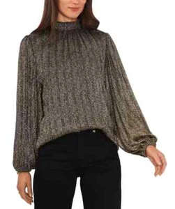 Vince Camuto Women's Smocked Neck Puff-Sleeve Top, Rich Black, Size S - Picture 1 of 5
