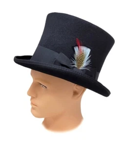 Mad Hatter Gentlemen Magic 6" Tall Men's Victorian Style Top Hat - Picture 1 of 8