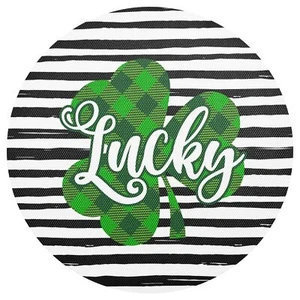 St Patrick's Day Round Placemats For Dining Table Set Of 4 Shamrock Clover Strip - Picture 1 of 7