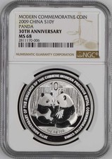 China 2009 Panda 10 yuan silver Comm Coin 30th Anniversity