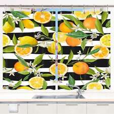 Black and White Modern Fruits Kitchen Curtains Window Drapes 2 Panel Set w/ Hook