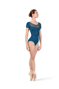Bloch Damen Talise Flügelärmel Turnanzug Twist Taille Detail L4292 Pfauenblau - Bild 1 von 3