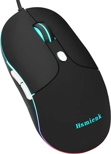 Wired Mouse 3200DPI Programmable Buttons USB LED Backlit Laptop PC Black - Picture 1 of 7