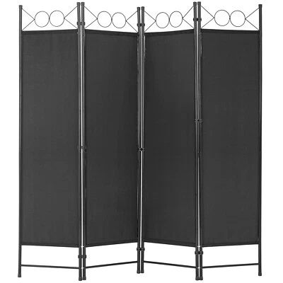 4 Panel Room Divider 6FT Steel Frame Screen Folding Privacy Divider Freestanding - Image 1 of 4