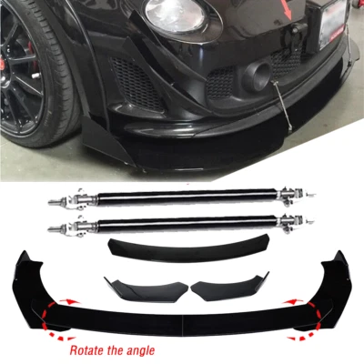 For Fiat 500 Front Bumper Lip Spoiler Splitter Body Kit +Strut Rods - Imagem 1 de 4