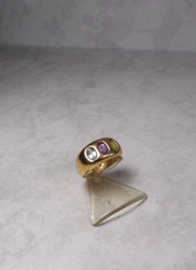 D36-1 / eleganter Ring 14 K / 585 GG mit Peridot, Amethyst und Blautopas Gr. 55 - Bild 1 von 8