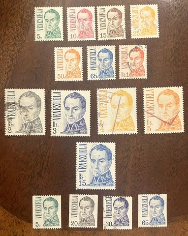 Venezuela: 1976 Set of 16  SC#1121-23, 25, 1128-34, 1136 + 4 Coils. Lot #10-8014 Cover