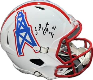 Earl Campbell Signed Oilers Full Size Speed Helmet JSA HOF 91 Red Face Mask - Picture 1 of 5