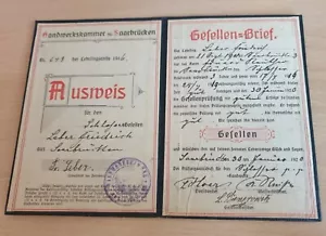 Weimar Republic Guild of Mechanics Membership Card-Saarbrucken Resident 1916-20 - Picture 1 of 11
