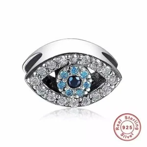 💖 Evil Eye Charm Genuine 925 Sterling Silver Good Luck Lucky Fortune Egypt  - Picture 1 of 2