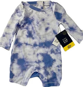 NWT Gap Baby Girls 0-6 Month Purple Tie Dye Ruffle Shoulder Rash Guard Swim Suit - Picture 1 of 9