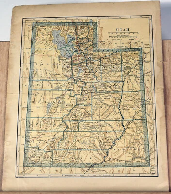 Mapa Antiguo Estados Unidos Condados Estatales de Utah Ciudades Ferrocarriles Sevier Emery Foto 1 de 4