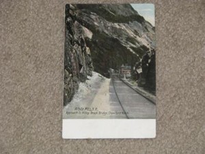 Approach to Willey Brook Bridge, Crawford Notch, N.H., used vintage card