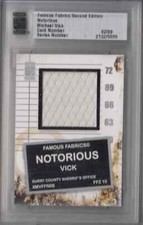 2010 ITG Famous Fabrics Notorious Game-Used Jersey Michael Vick /9 ATL Falcons