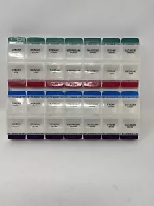 Pill Organizer Push Button Color 28 Compartment 3XL Apothecary Products Box S - Picture 1 of 9