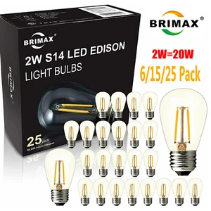 BRIMAX E26 LED Edison Bulbs 2W S14 Shatterproof Bulb for Outdoor String Lights - Picture 1 of 19