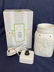 Retirado SCENTSY Let it Calentador de Nieve Invierno Muñeco de Nieve Navidad Tarro de Albañil - Imagen 1 de 6