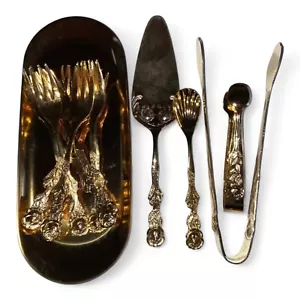 18 Piece Gold HIC Rose Dessert Set - Picture 1 of 8