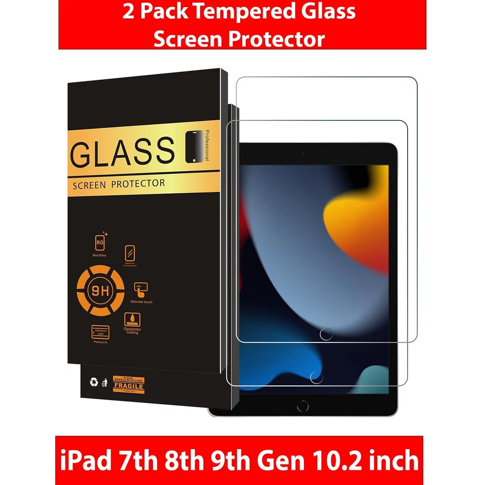 Pacote com 2 Protetores de Tela de Vidro Temperado para Apple iPad 9ª 8ª Geração 10,2 pol - Imagem 1 de 4