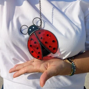Buntglas Marienkäfer Sonnenfänger | Marienkäfer Geschenke | Fensterbehang - Bild 1 von 6