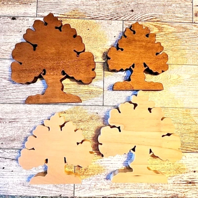 Recortes de árbol de arce de madera sin terminar para pintar o dejar como están Foto 1 de 4