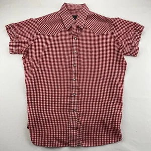 Vintage Panhandle Slim Pearl Snap Red White Checkered Gingham Shirt Kids Size 18 - Picture 1 of 13