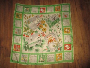 MID CENTURY MODERN Vintage KALENDER DIE MONATE 1956 Rayon Seide Schal - 50er Jahre - Bild 1 von 5