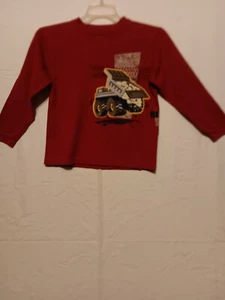 VTG EUC Healthtex Red Boys Size 7X Sweater Load Truck Prints Long Sleeve - Picture 1 of 8