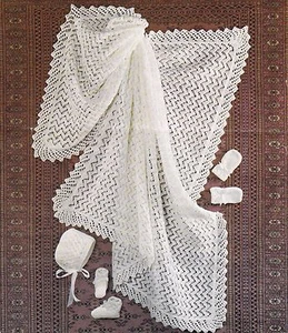BABIES~SHAWL~BONNET BOOTS~~QUICK-KNIT~ KNITTING PATTERN~SIZE (OX 28) - Picture 1 of 2