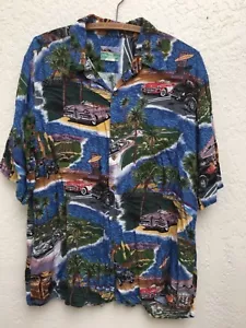 Camisa Hawaiana Clásicos Americanos Reyn Spooner De Colección Coches Hollywood Palmera L - Imagen 1 de 4