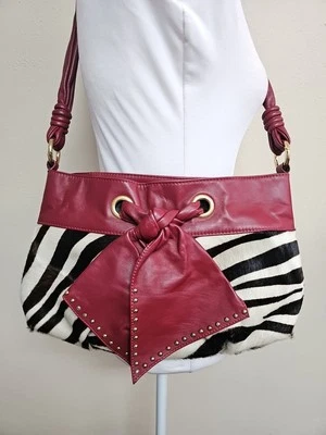 Bolsa de mão feminina PAOLO MASI feita na Itália fecho de pressão amarrar frente couro genuíno. - Imagem 1 de 4