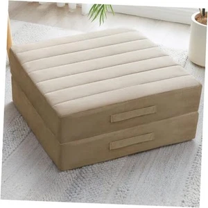 2 Pcs High Density Foam Floor Pillow - Upgraded Large Pillows 2 Counts Khaki - Picture 1 of 7