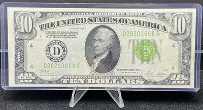 1928 B Green Seal $10 Dollar  Federal Reserve Note Cleveland - AU Z208 - Image 1 of 2