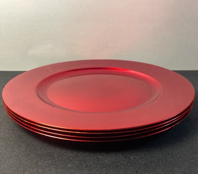 Kirkland 13 pulgadas Placas Cargador Rojo 4 piezas Hogar Esenciales Decoración Mesa Decorativa Foto 1 de 4