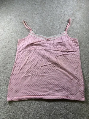 Babydoll Faded Glory para mujer rosa lunares encaje ribete cami L/G 12/14 coqueta Y2K Foto 1 de 4