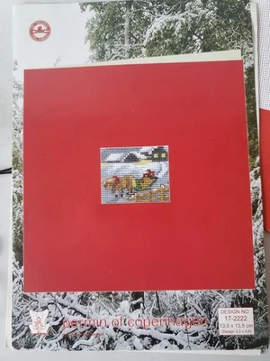 Kit de tarjeta de felicitación punto de cruz contado Permin of Copenhagen caballo nieve 17-2222 Foto 1 de 2