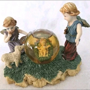 Globo de nieve vintage House Of Lloyd Querubines At Manger Navidad Bebé Jesús Oveja - Imagen 1 de 17