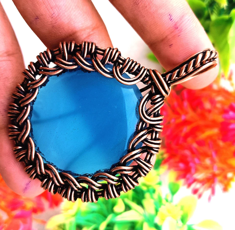 Copper Wire Wrep Chacedony Gemstone 1Pcs Pendant Elegent Jewelry Gift - image 1 of 4