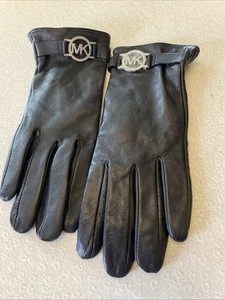 Guantes Michael Kors Negros Cuero Suave Tech Touch L Plata Logo Nuevos sin Etiquetas - Imagen 1 de 6