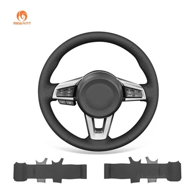 MEWANT Black Embossed Faux Leather Steering Wheel Cover for Mazda MX-5 2016-2023 - Image 1 of 4