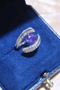 2.25 ct Natural purple sapphire & Diamond 1.2 ct G18K RING - Picture 1 of 4