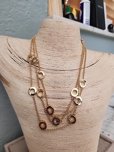 Collana Vintage Placcata Oro Multi Filo Logo Givenchy Dichiarazione Firmata