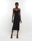 River Island Womens Black Bodycon Crepe Dress Size 14