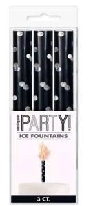 3x Ice Fountain Candle Cake Topper Cake Candles, Cake Topper Decoration - black - Picture 1 of 3