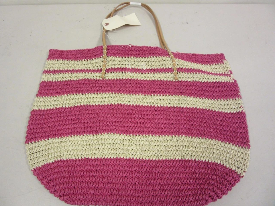 Bolso de Mano Merona Target Cuero Paja Playa Cartera Rosa Metálico Papel/Cuero Foto 1 de 4