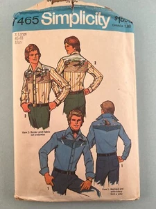 Simplicity 7465 Vintage Sewing Pattern 1976 Men's Western Shirts Size XL 46-48 - Picture 1 of 3